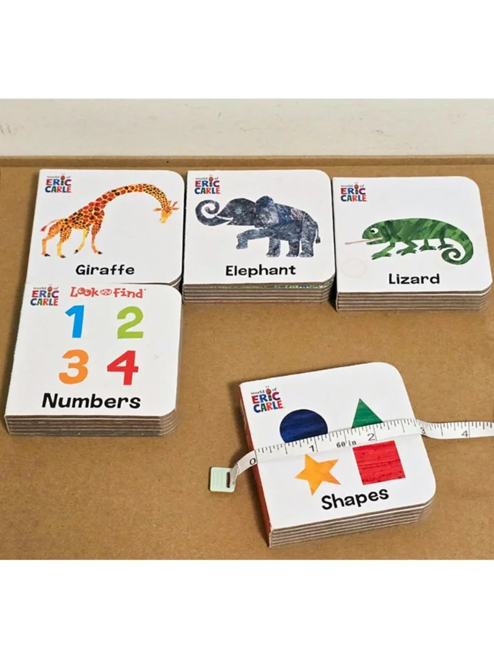 Eric Carle Set 5 Mini Board Books Animals + Math Giraffe Elephant Numbers Lizard